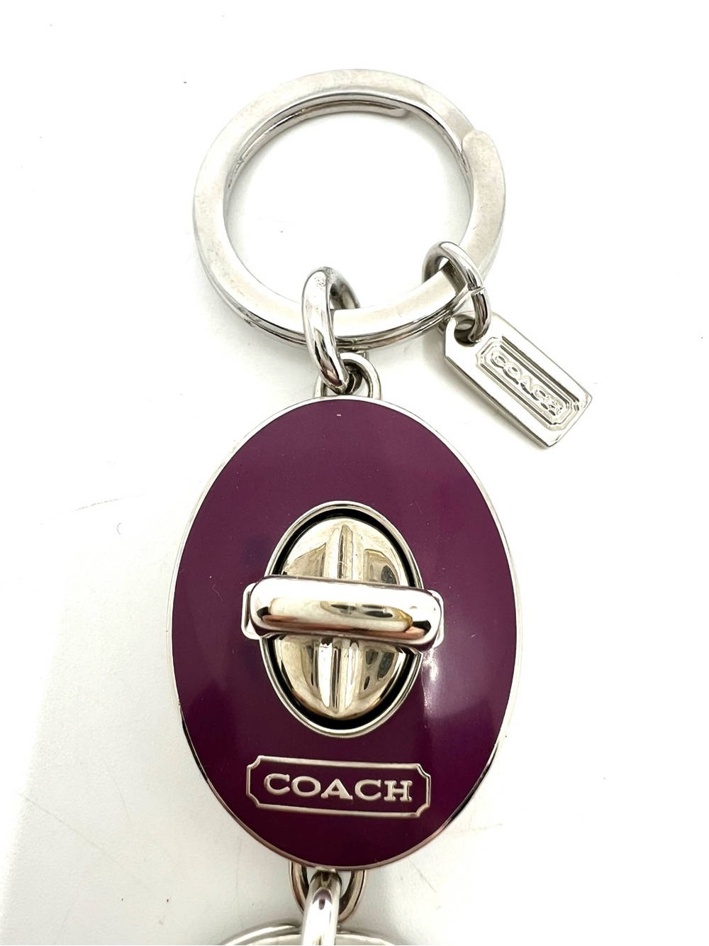 Coach Y2K Oval Purple Turnlock fob double valet keychain bag charm - like New - Picture 2 of 14